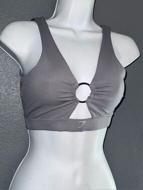 Gymshark Women’s Gray Sports Bra Cutout Crop Top size Medium - Large